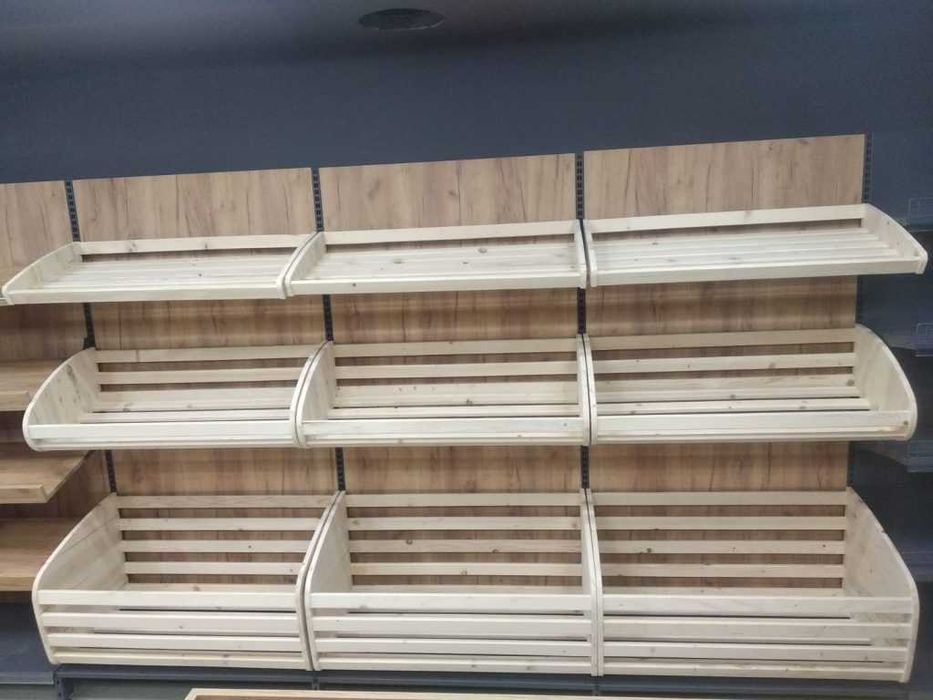 Торгові стелажі. Касові бокси. Прилавки. Торгове обладнання. Вітрини