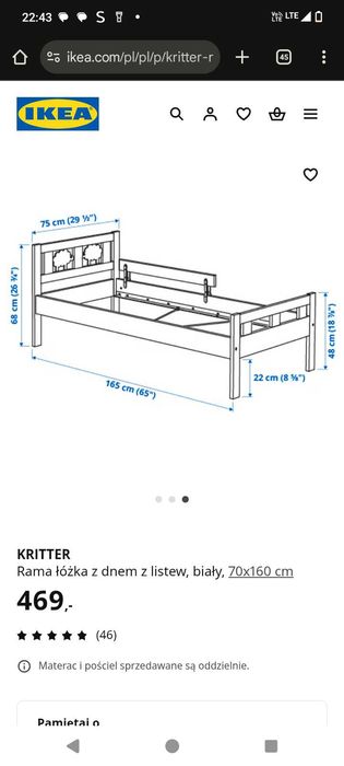 Łóżko dziecięce białe uniwersalne IKEA