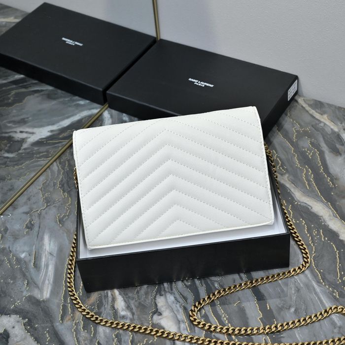 Клатч сумка YSL Saint Laurent WOC | біла золото
