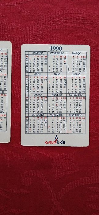 Calendários de Bolso -Galp Gás- 1990