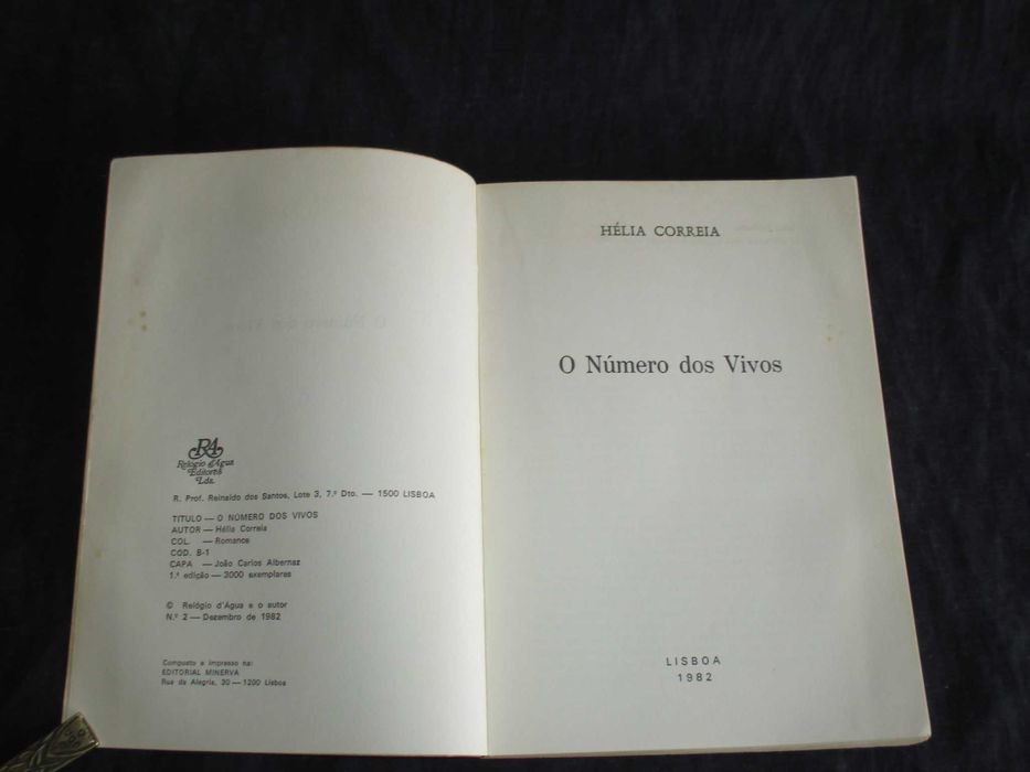 Livro O número dos vivos Hélia Correia 1ª edição