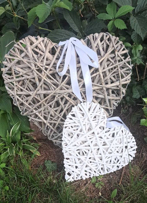 Duże wielkie wiklinowe serca ozdoby walentynki serce serduszko