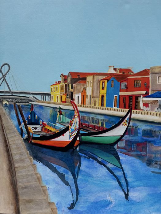 Aveiro - moliceiros no canal - pintura sobre tela