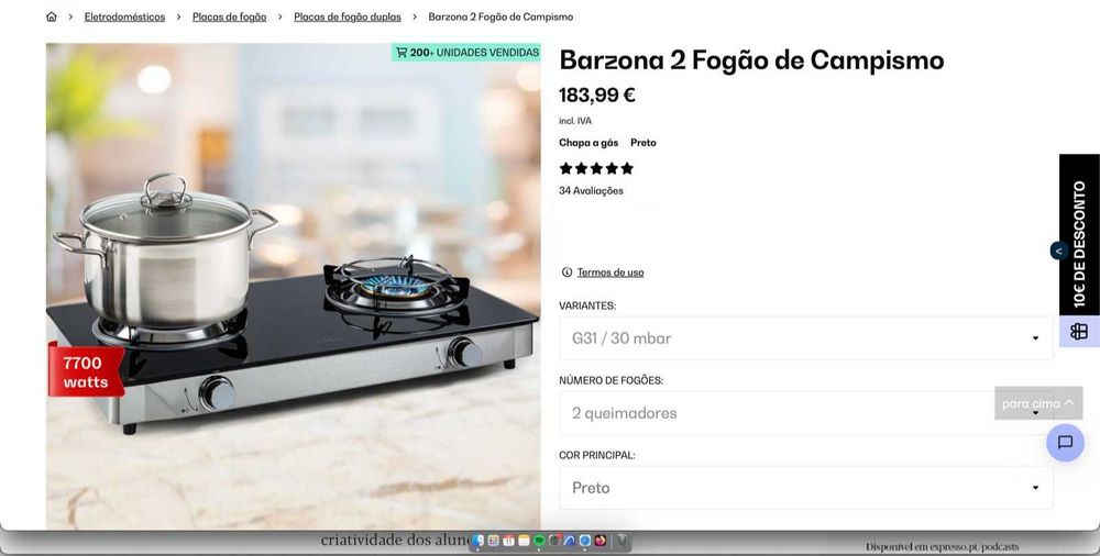 fogão móvel 2 bicos