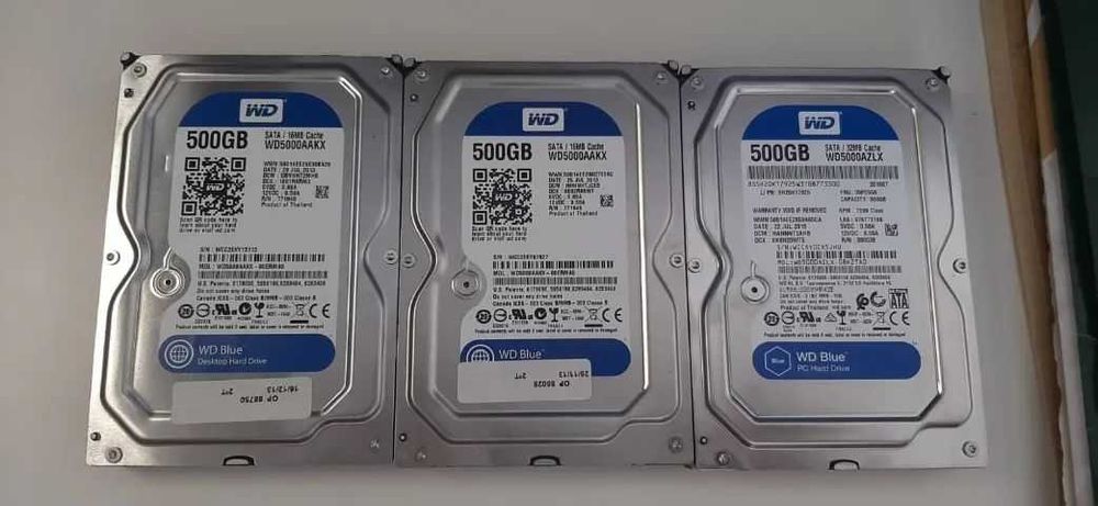 Lote 10 Disco Rígido SATA Western Digital Hitachi Seagate 500GB  3.5"