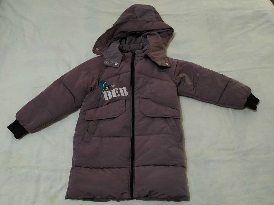 Теплое зимнее пальто б/у для девочки 122-128, смотрим замеры