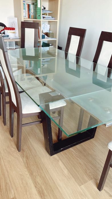 Mesa Vidro Sala (opção cadeiras)