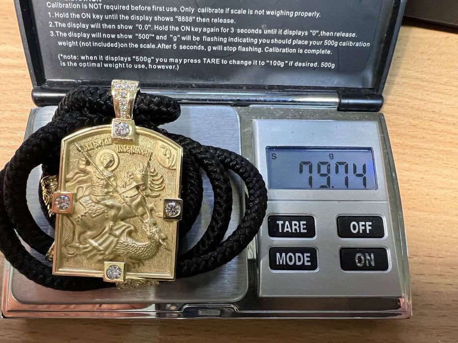 Золотой подвес Георгий Победоносец с бриллиантами. 11500$