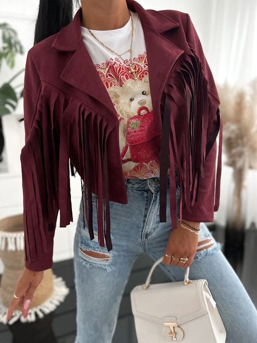 Kurtka zamsz burgunowa