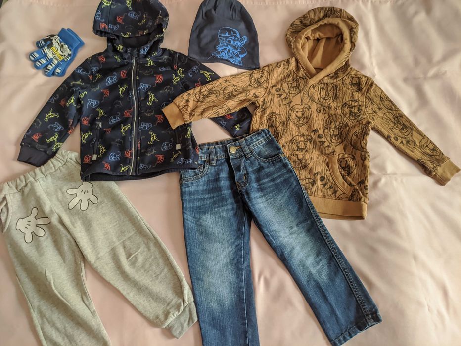 Лот 92см 98см 2-3р. Куртка софтшел джинси штани худі шапка пакет одягу