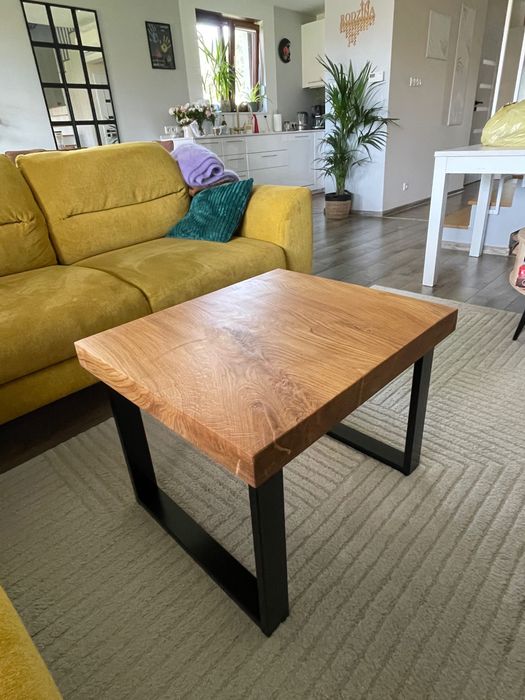 Okrągły stół dębowy i stolik kawowy dębowy, LOFT