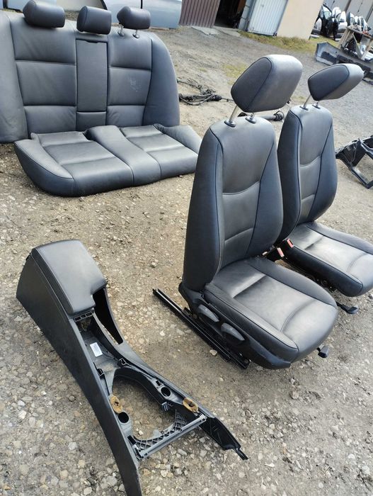BMW 3 E90 Komplet foteli przód i kanapa tył czarna skóra Europa