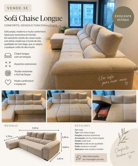 Sofá 4 lugares em ótimo estado