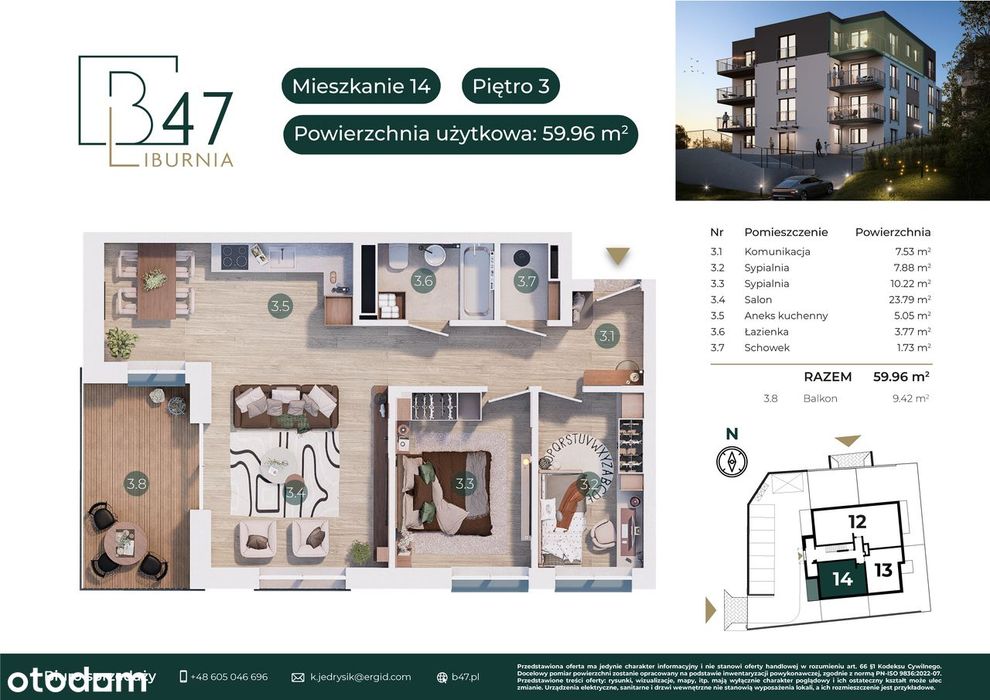 REZERWACJA / Piękne narożne mieszkanie | Apartamenty B47 | M14