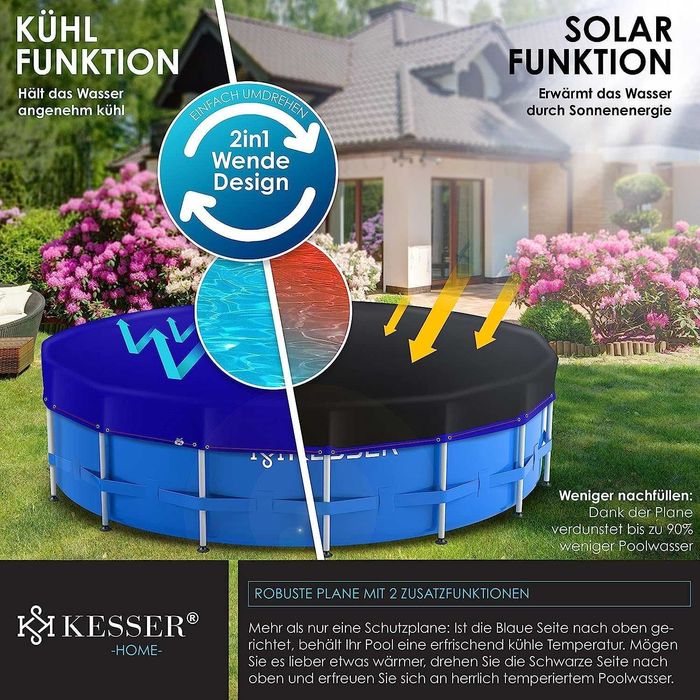 Plandeka do basenu / okrągła / 266-306 cm / osłona / ochrona / 8816!