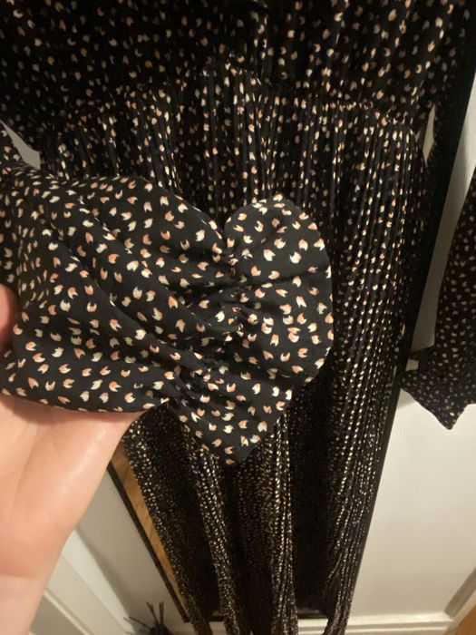 Vestido comprido preto, branco e rosa - Vintage Bazaar