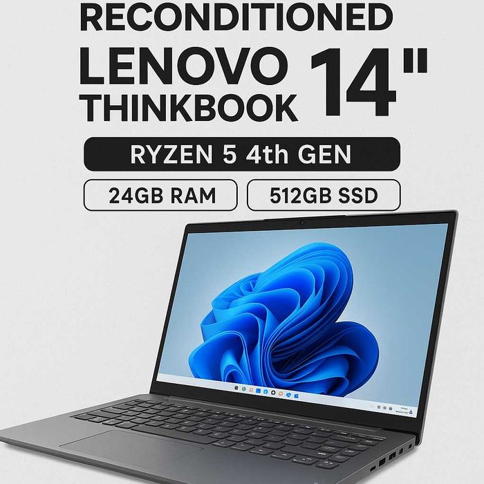 Lenovo ThinkBook 14" Ryzen 5 4ª Gen 24GB 512GB (Recondicionado)