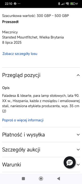 Miecznicy, para lamp stołowych. Faladesa & lidearte
