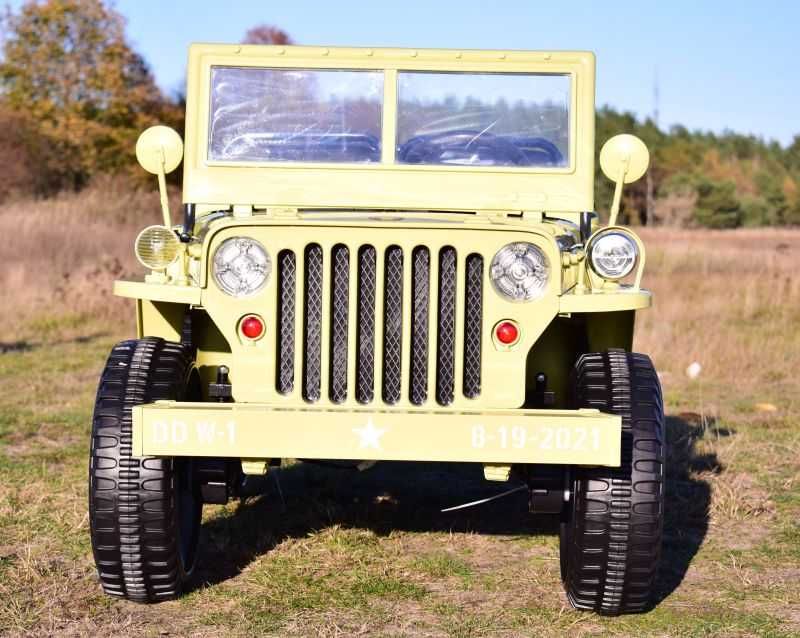 BAWIBUS.PL Auto samochód na akumulator JEEP WOJSKOWY retro 4x4 buggy