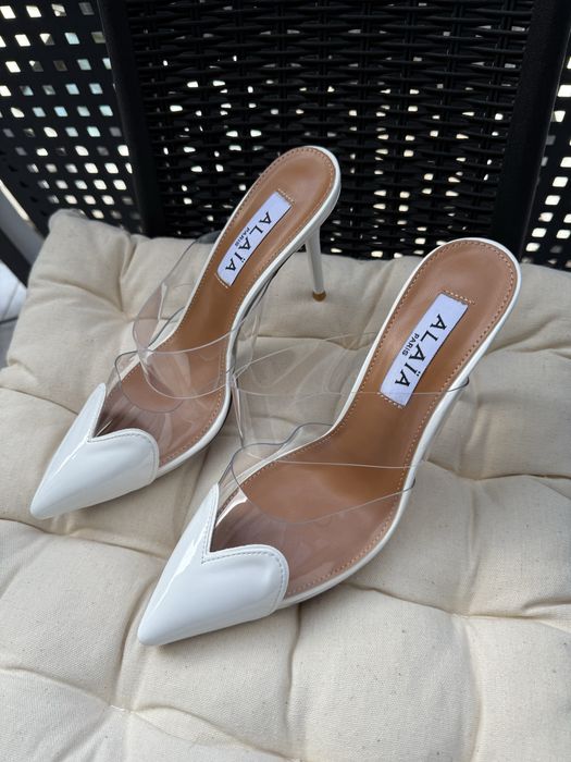 Туфлі-мюлі Alaïa Heart Алая прозорі, сердечко, білі і чорні, 36 розмір