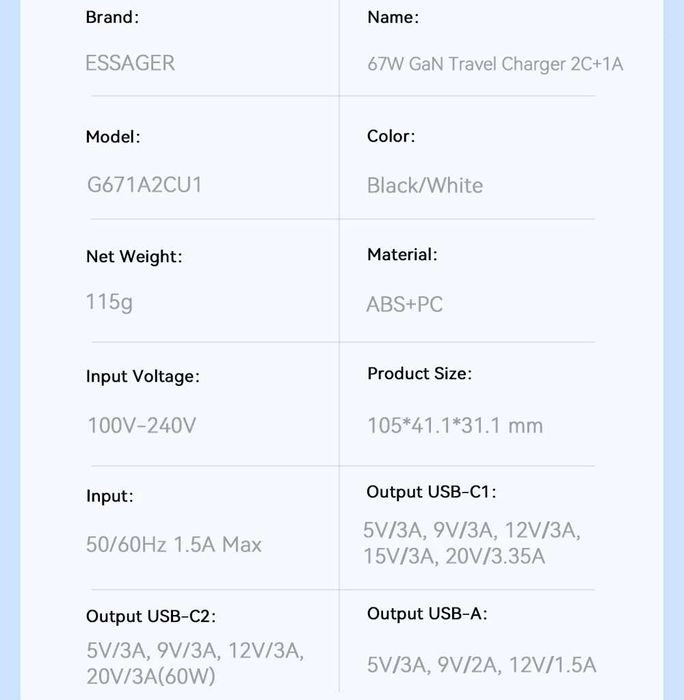 Essager 67W GaN блок живлення Гарантія