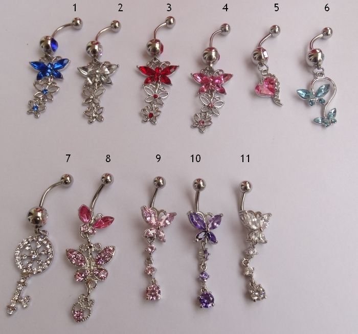 Kolczyki do pępka piercing z zawieszką stal chirurgiczna 316L