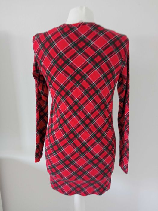 H&M sukienka w kratę z długim rękawem bawełna r 158-164