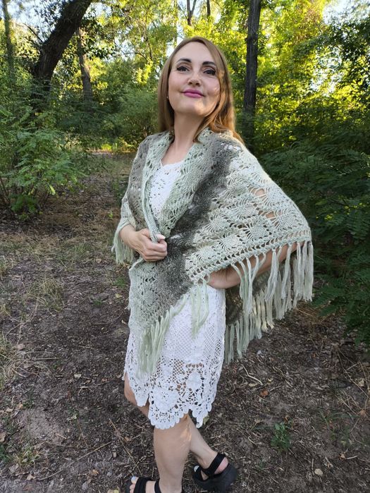 Платок шарф вязаный коза