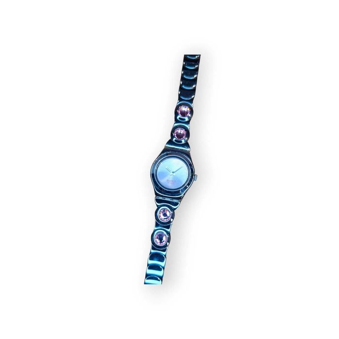 Relógio Swatch Feminino – Bracelete Metálica com Cristais Lilás