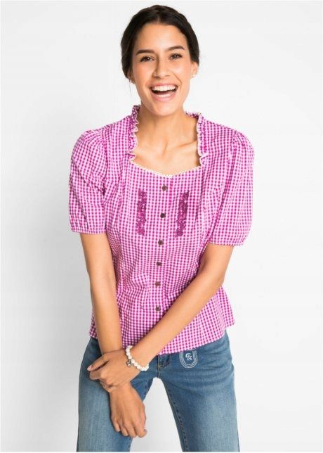 B.P.C bluzka w stylu ludowym w kratę ^38