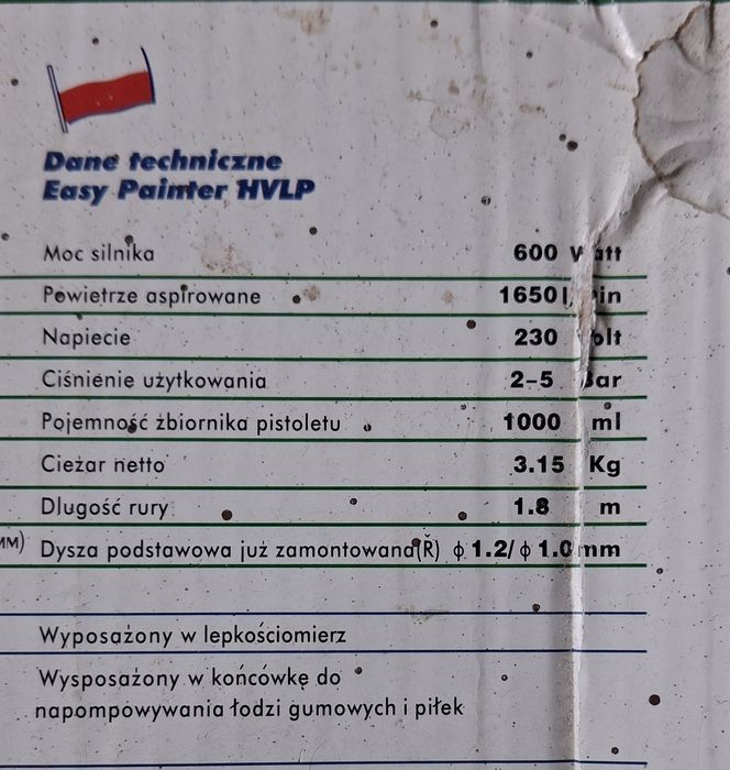Pistolet lakierniczy elektryczny HVLP 600W
