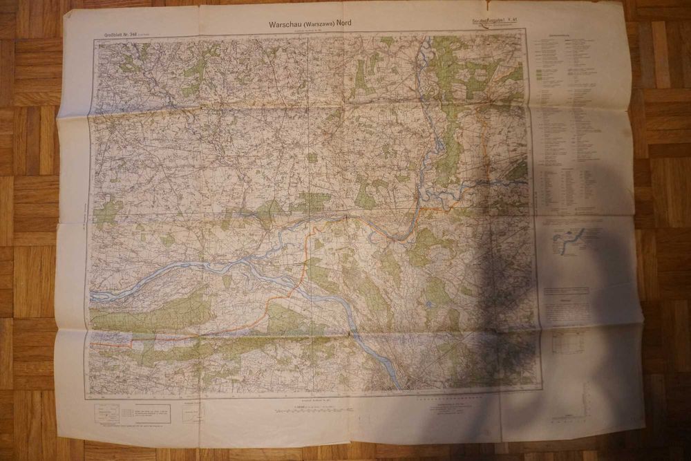 Mapa Warschau (Warszawa) Nord, Grossblatt Nr 348, Sonderausgabe V 1941
