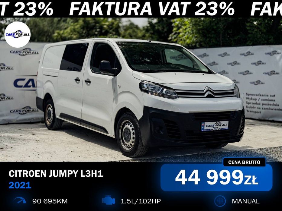 Citroën Jumpy  L3H1 2021 Zadbany  • Niski Przebieg • Zadbany • Gotowy do Pracy