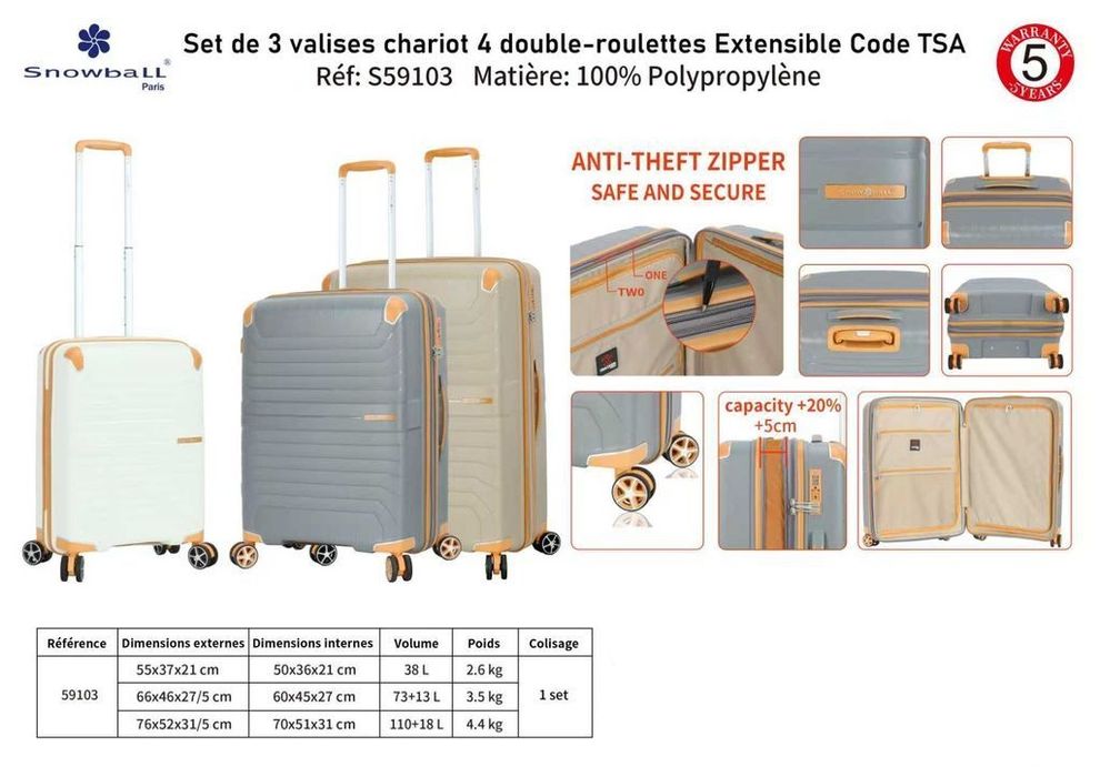 SNOWBALL 59103 Франція валізи чемоданы сумки на колесах ручна поклажа