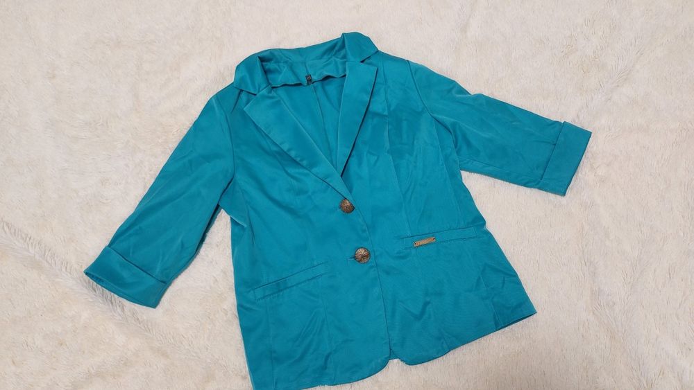 Піджак жіночий бірюзовий 46/пиджак женский бирюзовый