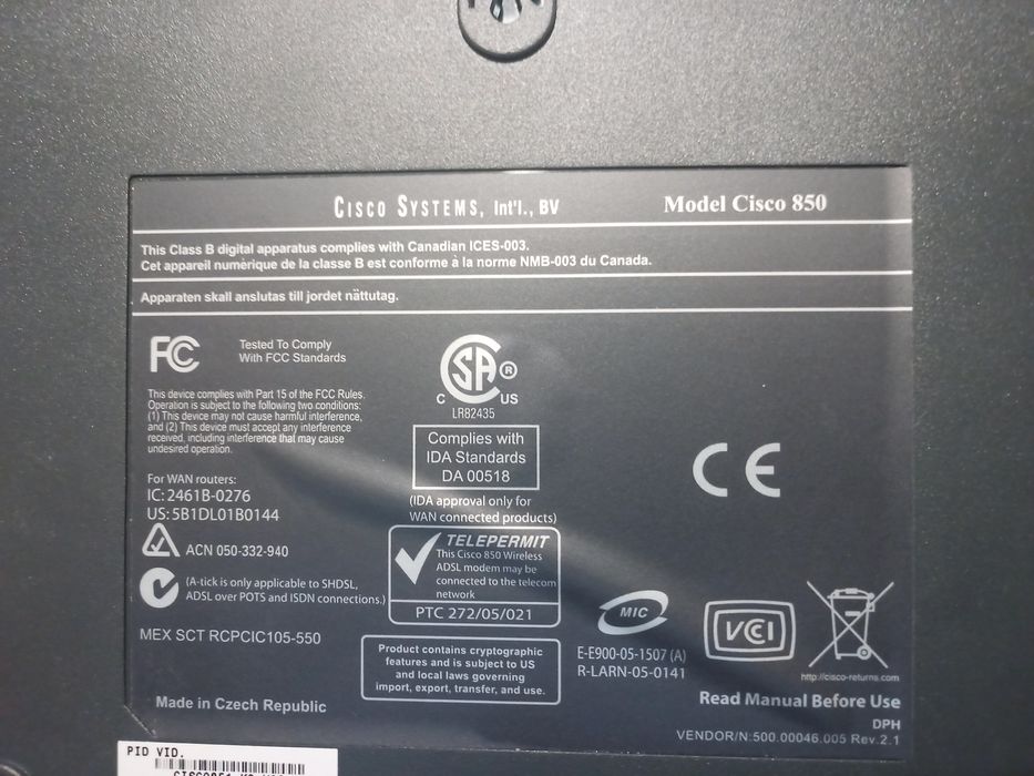 Маршрутизатор Cisco 850