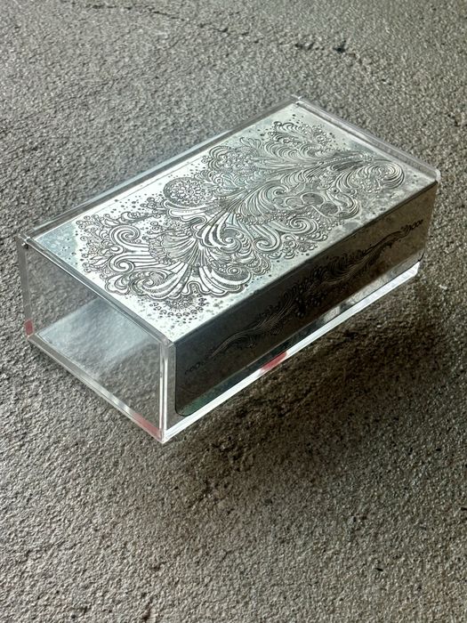 Szkatułka WMF Cromargan pleksi i plater autorstwa Sigrid Kupetz 1960te