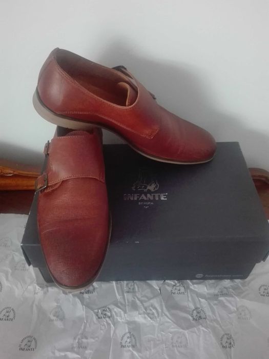 Sapatos Homem INFANTE Double Monk em pele combinada