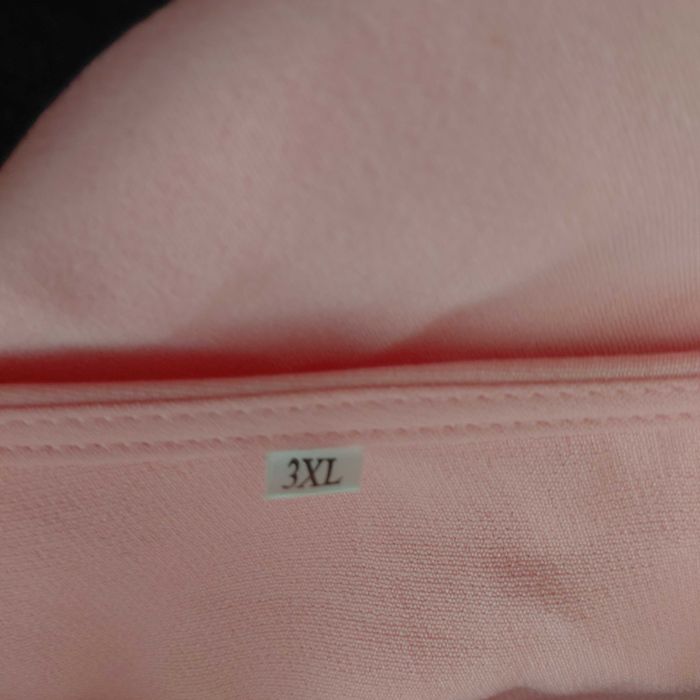 Jasnoróżowa trapezowa sukienka midi oversize kokardy 3XL