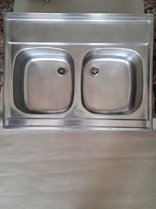 zlew dwukomorowy gruba stal kwasoodporna