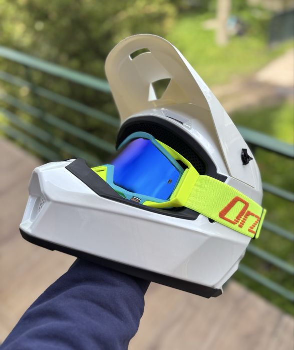 Ендуро кросовий шолом ORZ, Fox на мотоцикл шлем білий із окулярами DOT