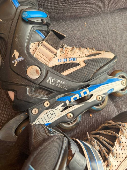 Rolki, 38, damskie, męskie, niebieskie, białe, Action, unisex