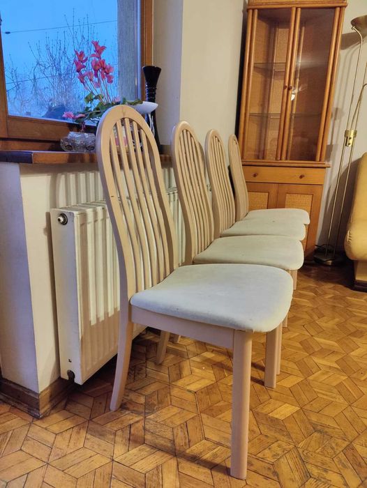 Krzesła drewniane tapicerowane – 4 szt. | OKAZJA 45 zł/szt