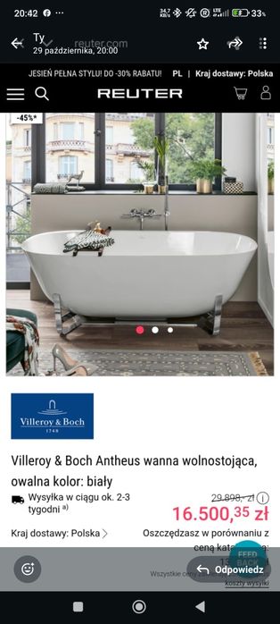 Villeroy & Boch Antheus wanna wolnostojąca, owalna kolor: biały