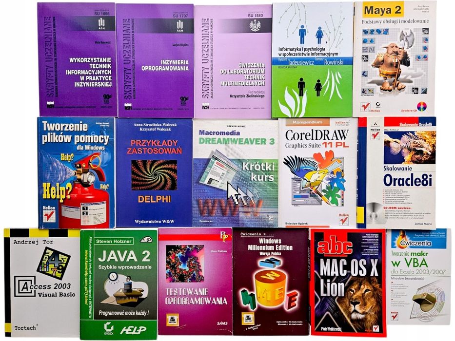 16x Książki Informatyka Programowanie Java Delphi Corel Windows