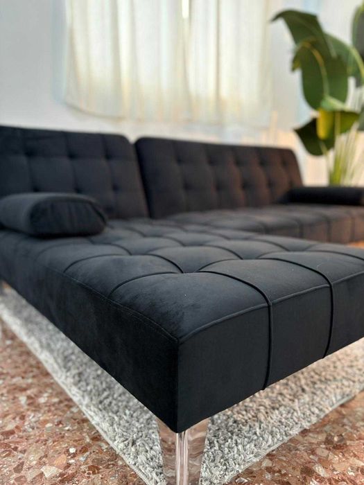 Sofá cama preto novo chaise longue - entrega gratis! SÓ 231€