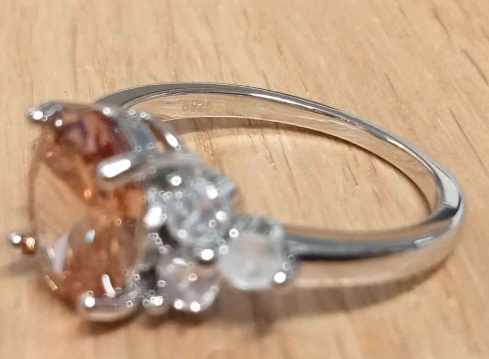 Anel de prata cristal laranja