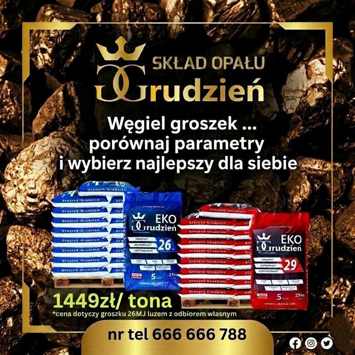 Węgiel Groszek Promocja !!! Super cena !!! Orzech Kostka Pellet GRUDZIEŃ