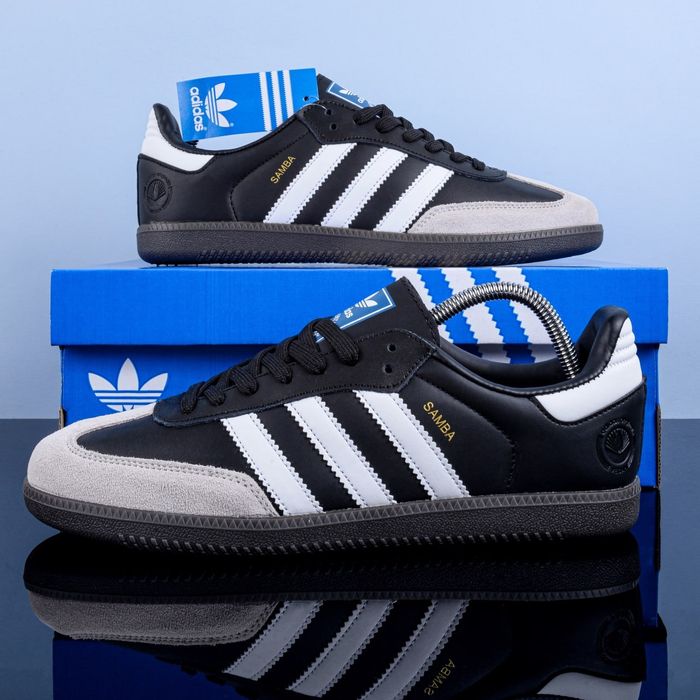 (1903) Акція! Кросівки кеди Adidas Samba сірі з чорним (42 43 44) адідас