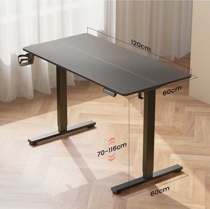 Mesa elétrica regulável em altura, 120x60cm, RATTANTREE Smart Desk com função de memória de 3 posições